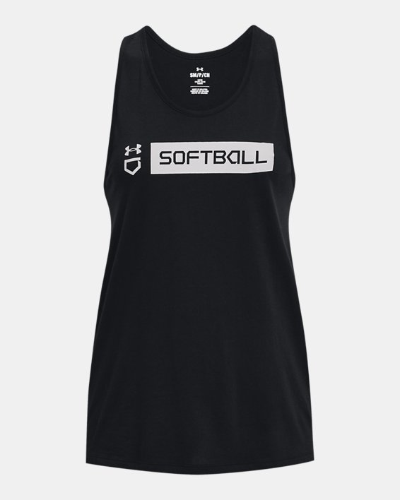 Women's UA Softball Wordmark Bar Tank, Black, pdpMainDesktop image number 4